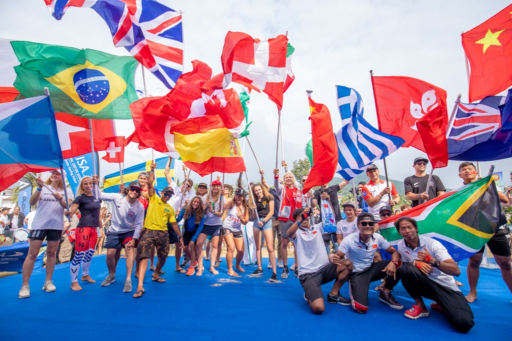 26 nations united in peace through the sports of SUP and Paddleboard at the Opening Ceremony. Photo: ISA / Pablo Jimenez  