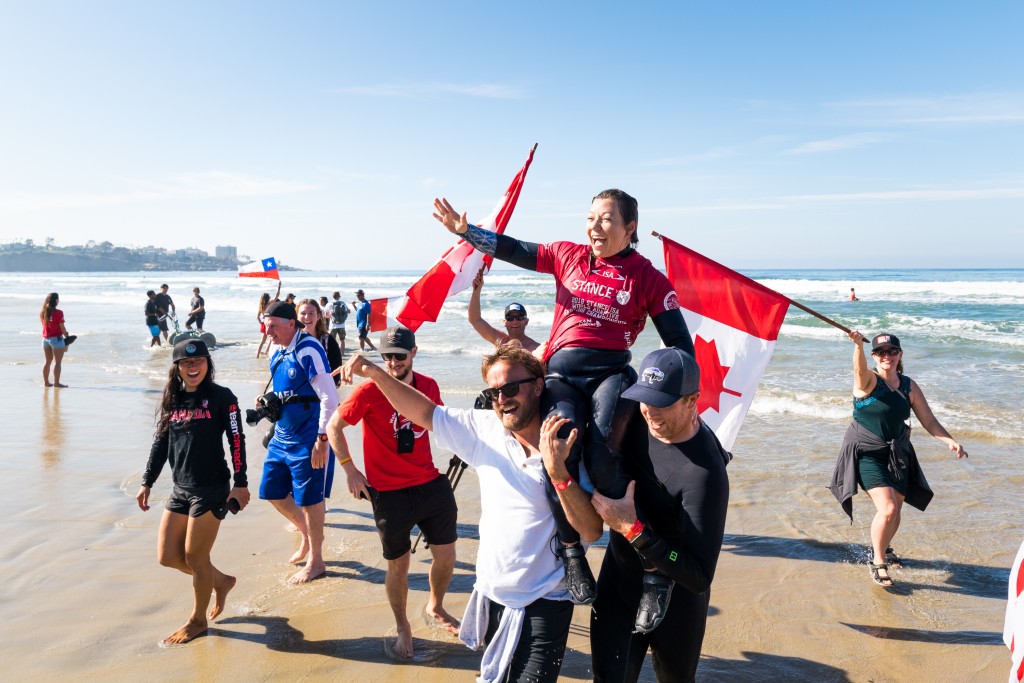 Canada’s Victoria Feige is overcome with joy as she earns the Women’s AS-4 Gold Medal. Photo: ISA / Sean Evans 