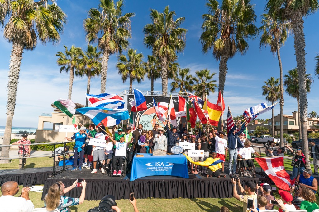 24 nations united in peace through adaptive surfing. Photo: ISA / Sean Evans  